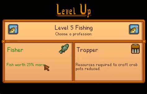 fishing profession stardew|stardew valley fisher or trapper.